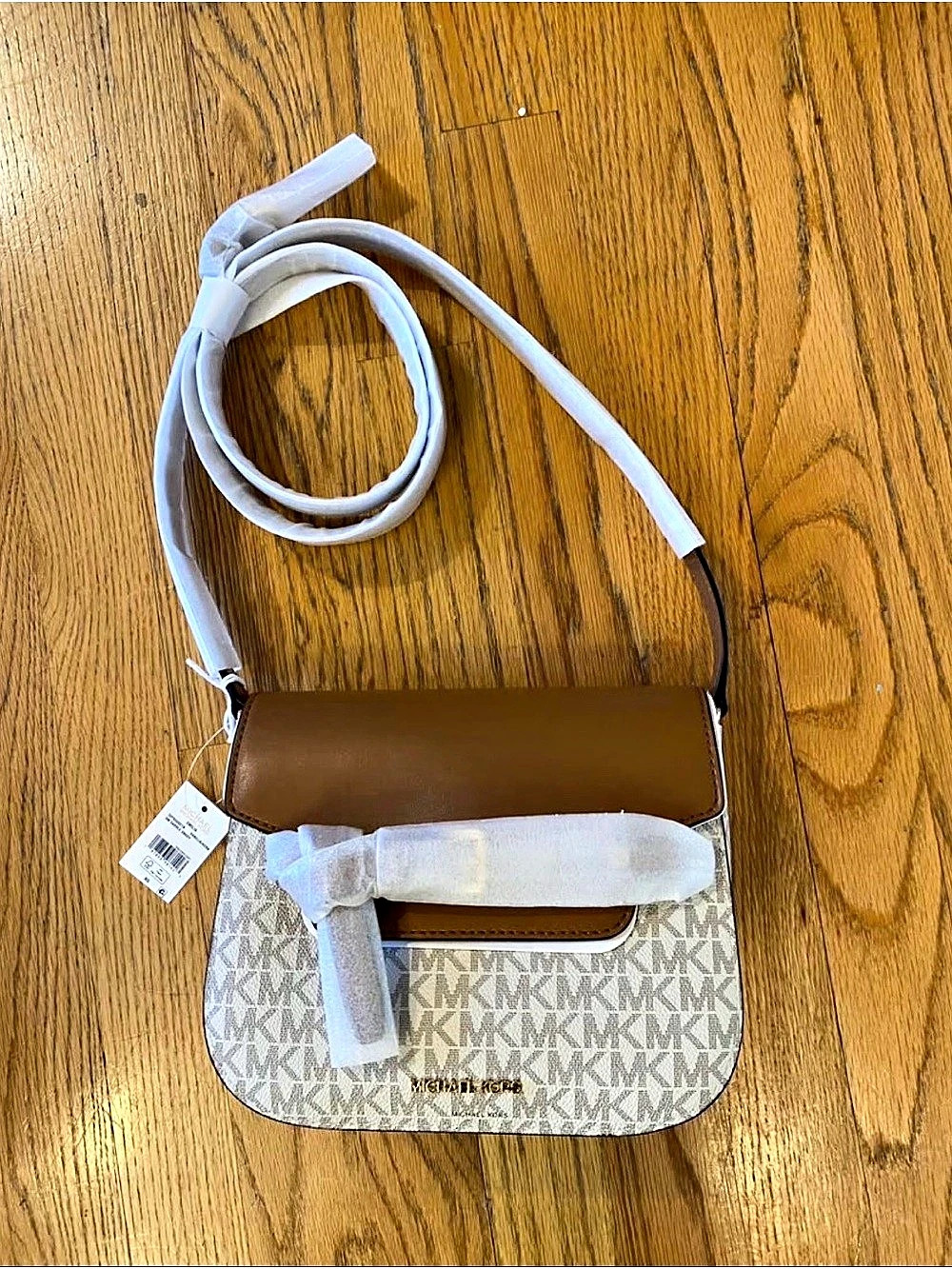 Michael Kors Emilia Crossbody Bag in Brown & White NWT and protective covering